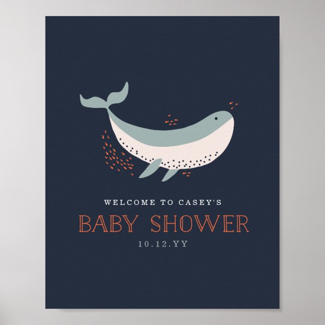 Marine Life Baby Dusche Begrüßungsanzeige Poster (Vorne)