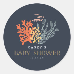 Marine Life Baby Dusche Runder Aufkleber