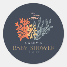 Marine Life Baby Dusche Runder Aufkleber