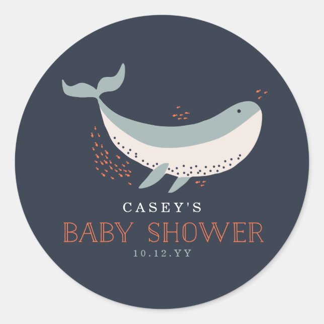 Marine Life Baby Dusche Runder Aufkleber (Vorderseite)