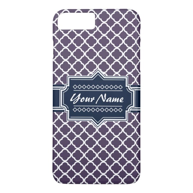 Marine, Lila Magenta Quatrefolie Personalisiert Case-Mate iPhone Hülle (Rückseite)
