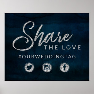 Marine-Luster-Silber-"Share the Love"-Hochzeitssch Poster