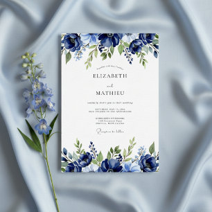 Marine Malerische Blumige Hochzeit Einladung