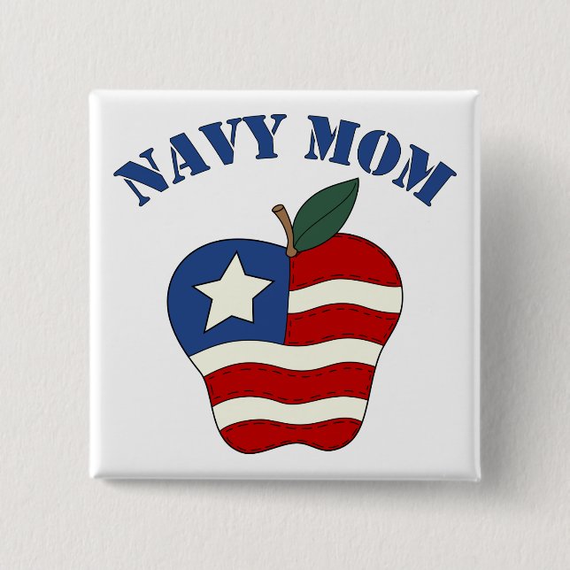 Marine-Mama patriotischer Apple Button (Vorderseite)