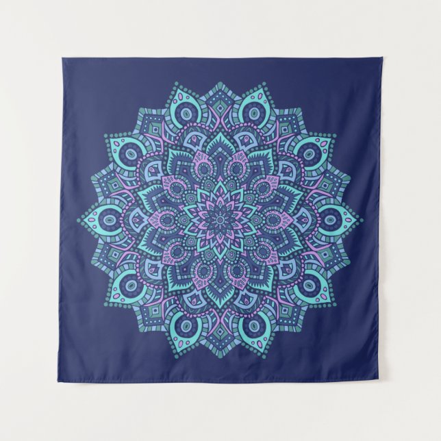 Marine-Mandala-Tapisserie Wandteppich (Vorderseite)