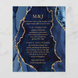 Marine Marble & Gold Agate Wedding Programme