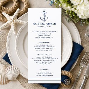 Marine Marine-Anker-Meeres-Hochzeit Menükarte