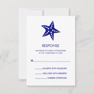Marine minimalistische Seestern-Hochzeitsantwortka RSVP Karte