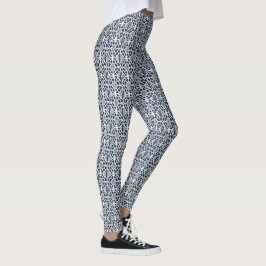 Marine mit weißem Crochet Lace Muster Leggings