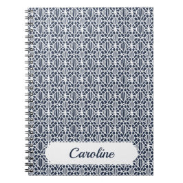 Marine mit weißem Crochet Lace Muster Notizblock