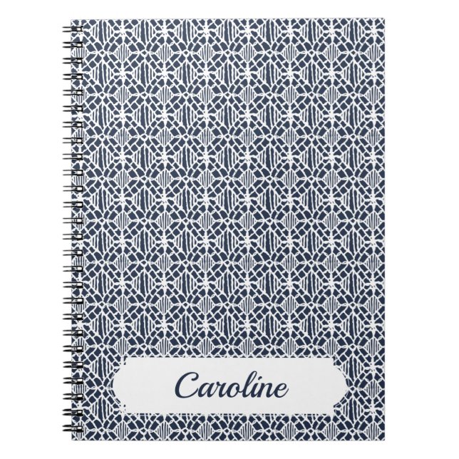 Marine mit weißem Crochet Lace Muster Notizblock (Vorderseite)