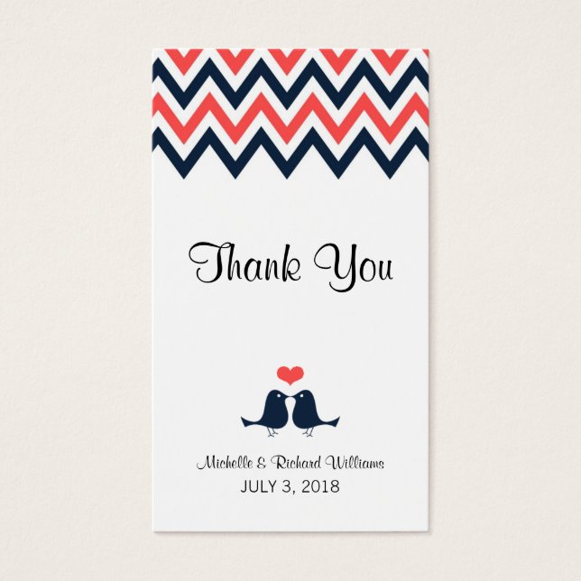 Marine moderne et Coral Chevron & Lovebirds Mariag (Devant)