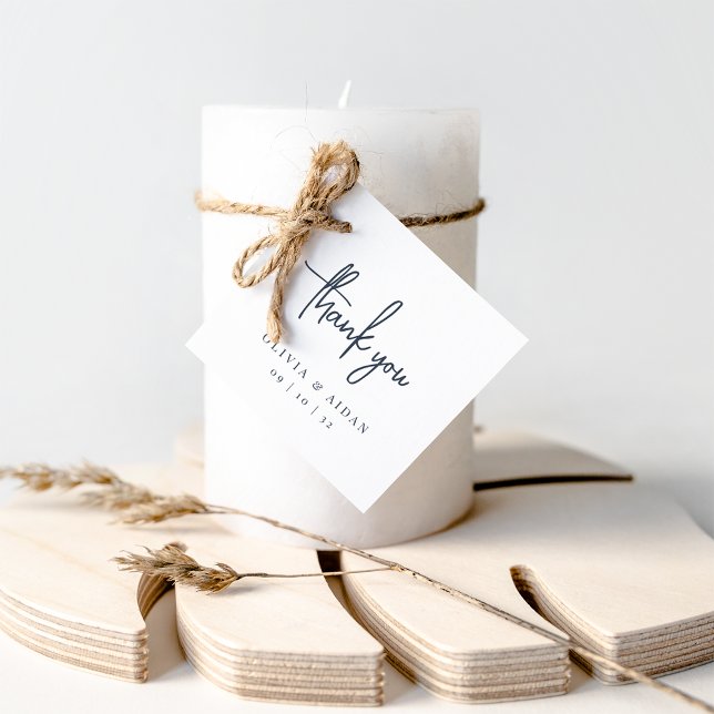 Marine | Moderne handgeschriebene SkriptWedding Vi Geschenkanhänger (Von Creator hochgeladen)