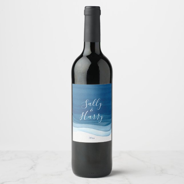 Marine, moderne Wasserfarbe Weinetikett (Vorderseite)