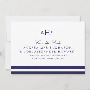 Marine-Monogramm Hochzeit Termin-Vorankündigung Save The Date