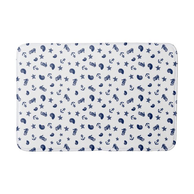 Marine Motif mit Seepferden Badematte (Vorderseite)