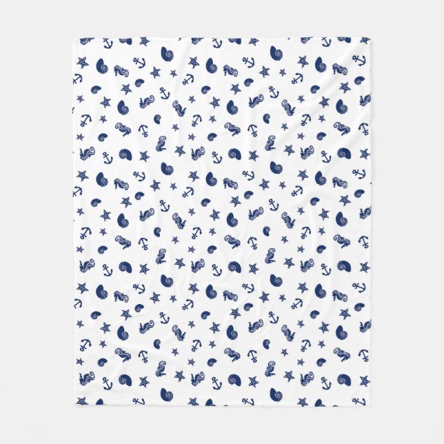 Marine Motif mit Seepferden Fleecedecke (Vorderseite)