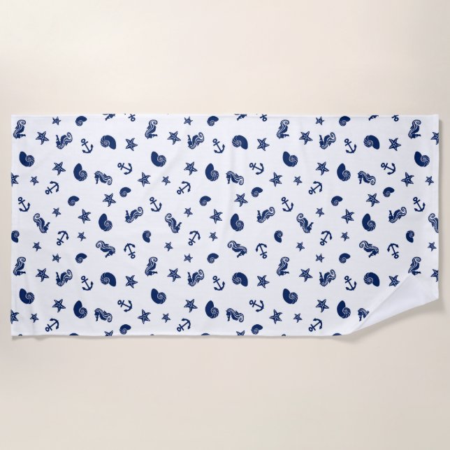 Marine Motif mit Seepferden Strandtuch (Vorderseite)