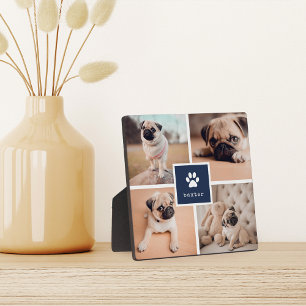 Marine   Name des Hundes und Pawprint FotoCollage Fotoplatte