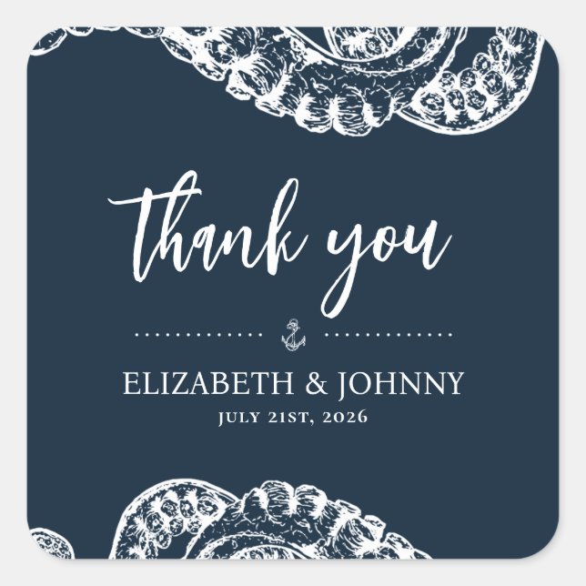Marine Nautique Octopus Wedding Faveurs Stickers (Devant)