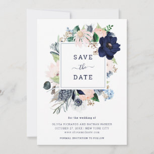 Marine - nautische Blumen und Streifen   Save The Date