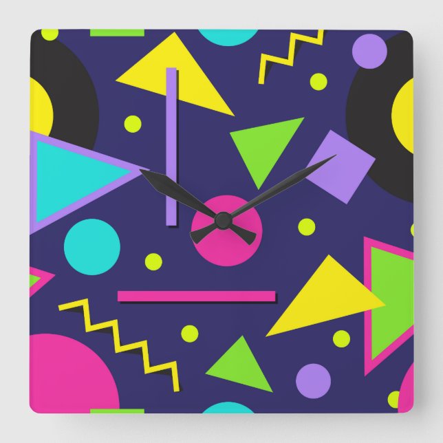 Marine-Neon abstrakt Quadratische Wanduhr (Vorderseite)