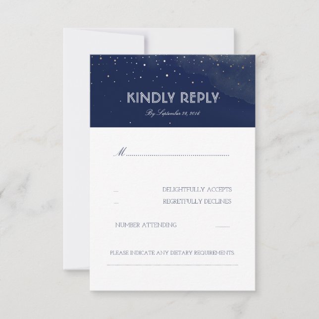 Marine Night Stars Élégant Mariage Carte RSVP (Devant)