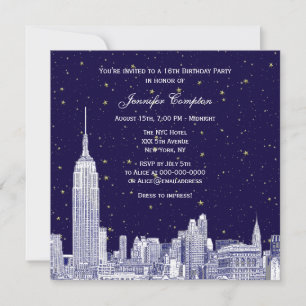 Marine NYC Skyline Ätzung Sternen- DIY Hintergrund Einladung