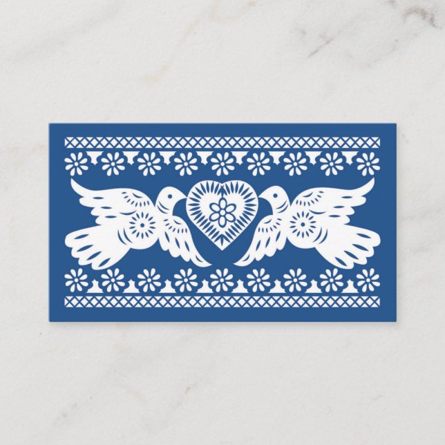Marine Papier Picado Lovebirds Carte Place (Devant)