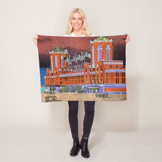 Marine Pier Chicago 1920's Watercolor Art Windy Ci Fleecedecke (Beispiel)