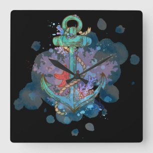 Marine Quadratische Wanduhr