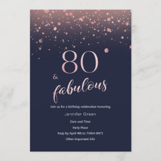 Marine Rose Gold 80. Geburtstag Einladung