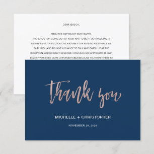Marine & Rose Gold Glam Chic Flat Carte de remerci
