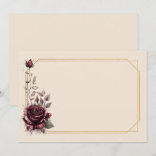 Marine Rose mit goldenem Rahmen Blank  Einladung