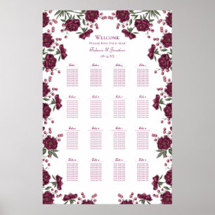 Marine-Rosen-Hochzeitssitzplan Poster