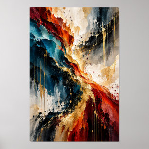 Marine-Rost-Gold-Diagonal-Fluss-Abstrakte-Wandkuns Poster