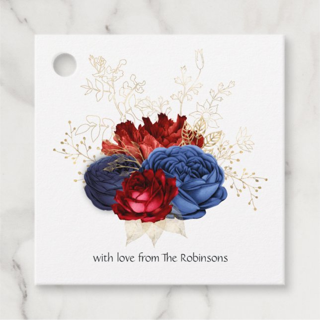 Marine, Rot und Gold Geschenkanhänger (Vorderseite)