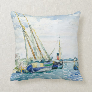 Marine Scene Boote in der Nähe von Venedig Kissen
