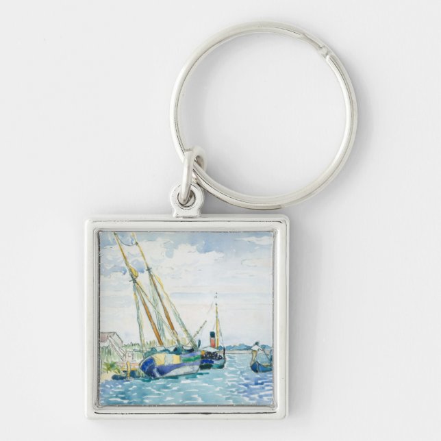 Marine Scene Boote in der Nähe von Venedig Schlüsselanhänger (Vorne)