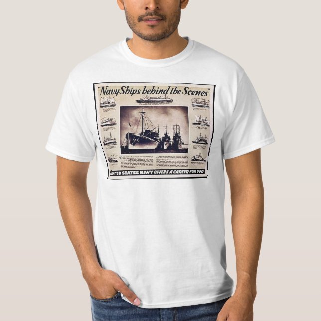 Marine-Schiffe hinter den Kulissen T-Shirt (Vorderseite)