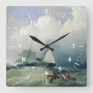 Marine-Schlachtuhr Quadratische Wanduhr