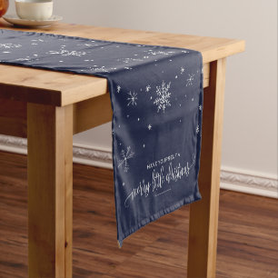Marine-Schneeflocke-Weihnachten Kurzer Tischläufer