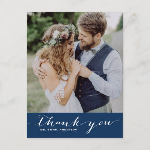 Marine   Script Wedding Danke Vertical Postcard Postkarte