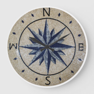 Marine-Seekompass-Norden-Südostwestmarmor Große Wanduhr