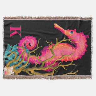 Marine Seepferd Pink Chic Decke