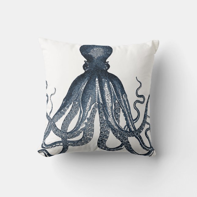 Marine SeeSteampunk Krake Vintages Kraken Kissen (Vorderseite)