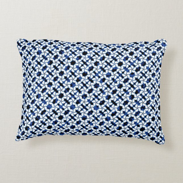 Marine Shibori Kumo blaue Fliesedunkles Zierkissen (Rückseite)