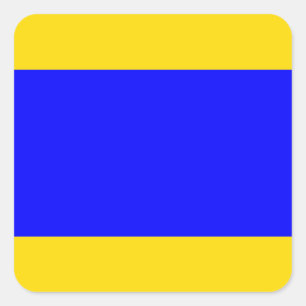 Marine Signalflagge: Buchstabe "D" (Delta) Quadratischer Aufkleber