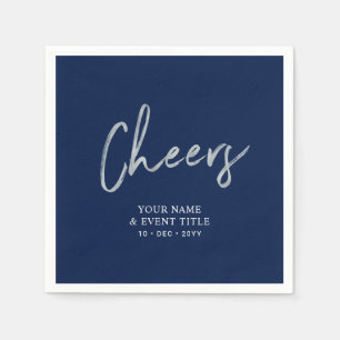 Marine Silber Cheers Schrift Party-Feierlichkeiten Serviette
