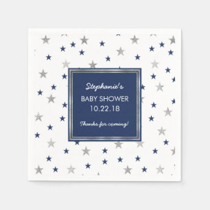 Marine-Silber-Stern-Funkeln-Babypartydekor Serviette